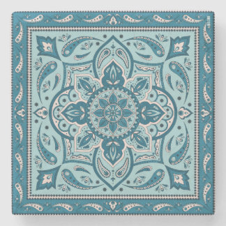 Blue Bohemian Mandala Bandana Stenen Onderzetter