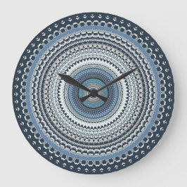 Blue Bohemian Mandala Grote Klok