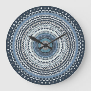 Blue Bohemian Mandala Grote Klok