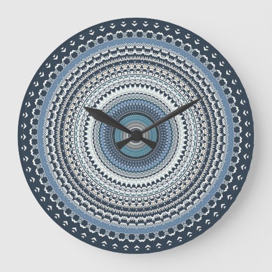 Blue Bohemian Mandala Grote Klok (Voorkant)