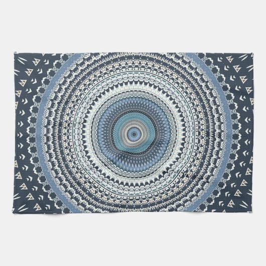 Blue Bohemian Mandala Theedoek (Horizontaal)