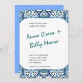 Blue Bohemian Wedding Uitnodiging (Voorkant / Achterkant)