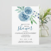 Blue Bohian Roos Bridal Shower Kaart (Staand voorkant)