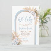Blue Boho Arch Baby shower Boy Kaart (Staand voorkant)