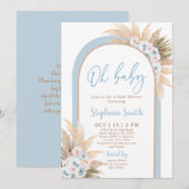 Blue Boho Arch Baby shower Boy Kaart (Voorkant / Achterkant)