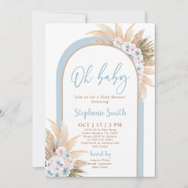 Blue Boho Arch Baby shower Boy Kaart