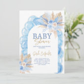Blue Boho Arch Baby shower Boy Kaart (Staand voorkant)