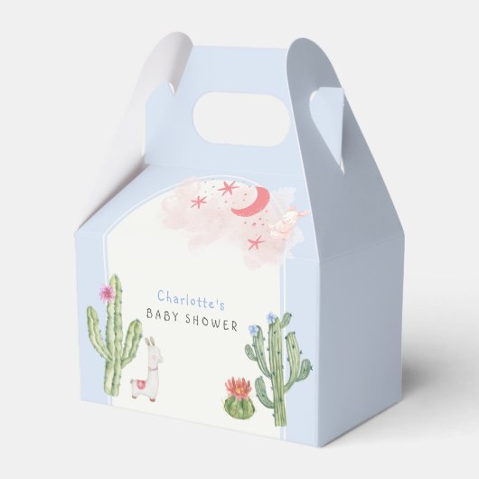 Blue Boho Arch Cactus Speelgoed Jongen Baby shower Bedankdoosjes (Voorkant Zijde)