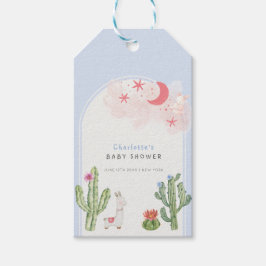 Blue Boho Arch Cactus Speelgoed Jongen Baby shower Cadeaulabel