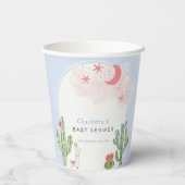 Blue Boho Arch Cactus Speelgoed Jongen Baby shower Papieren Bekers (Achterkant)