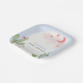 Blue Boho Arch Cactus Speelgoed Jongen Baby shower Papieren Bordje (Gebogen)