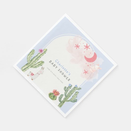 Blue Boho Arch Cactus Speelgoed Jongen Baby shower Servet (Hoek)