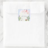 Blue Boho Arch Cactus Speelgoed Jongen Baby shower Vierkante Sticker (Tas)