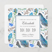 Blue Boho Aztec Waterverf - Bruidsmeisje Kaart (Voorkant / Achterkant)