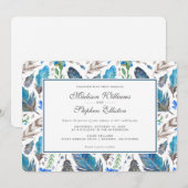 Blue Boho Aztec Waterverf - Bruiloft Kaart (Voorkant / Achterkant)