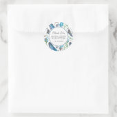 Blue Boho Aztec Waterverf | Dank u Ronde Sticker (Tas)