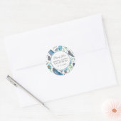 Blue Boho Aztec Waterverf | Dank u Ronde Sticker (Envelop)