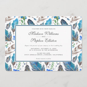 Blue Boho Aztec Waterverf - Wedding Kaart