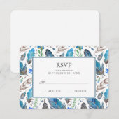 Blue Boho Aztec Waterverf - Wedding RSVP Kaartje (Voorkant / Achterkant)