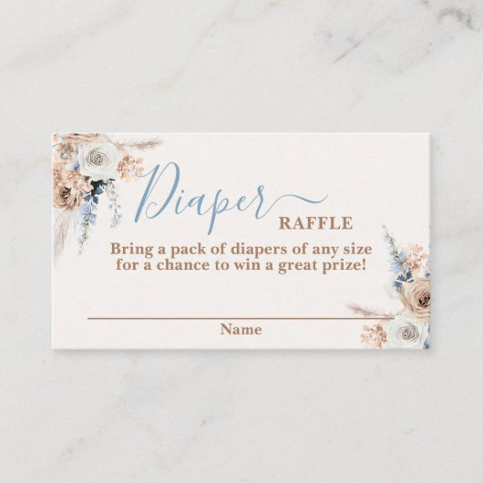 Blue boho Baby Baby shower Boy Raffle Kaart (Voorkant)