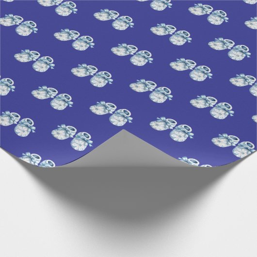 Blue Boho Baby Booties Cadeaupapier (Hoek)