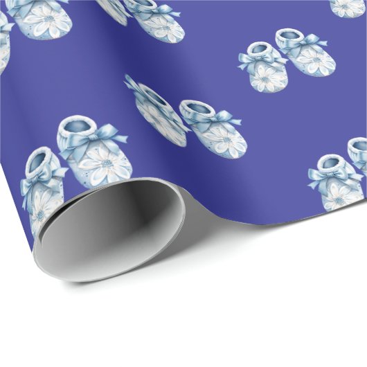 Blue Boho Baby Booties Cadeaupapier (Rol Hoek)
