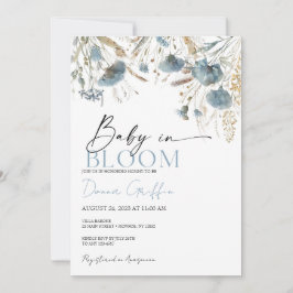 Blue Boho Baby in bloei uitnodiging