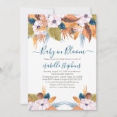 Blue Boho Baby in Bloom Pampas Grass Baby shower Kaart (Voorkant)