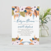 Blue Boho Baby in Bloom Pampas Grass Baby shower Kaart (Staand voorkant)
