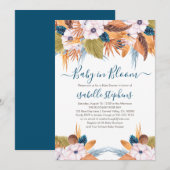 Blue Boho Baby in Bloom Pampas Grass Baby shower Kaart (Voorkant / Achterkant)
