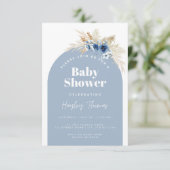 Blue Boho Baby Shower Invitation Kaart (Staand voorkant)