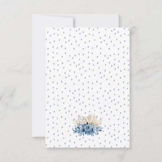 Blue Boho Baby Shower Invitation Kaart (Achterkant)
