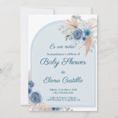 Blue boho baby shower uitnodiging (Voorkant)