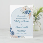 Blue boho baby shower uitnodiging (Staand voorkant)