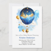 Blue Boho Balloon Adventure Boy Baby shower Kaart (Voorkant)