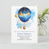 Blue Boho Balloon Adventure Boy Baby shower Kaart (Staand voorkant)