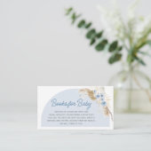 Blue Boho Barly Wait Baby shower Boeken voor Baby Informatiekaartje (Staand voorkant)