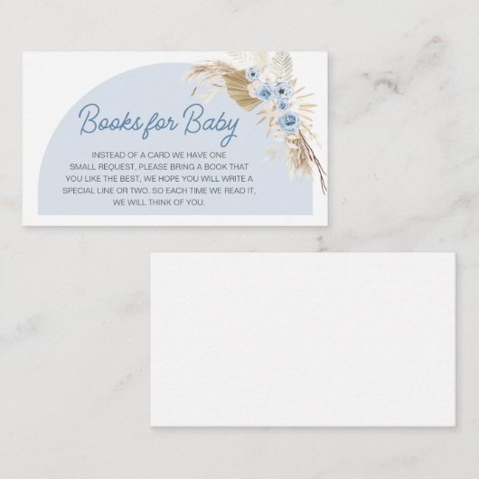 Blue Boho Barly Wait Baby shower Boeken voor Baby Informatiekaartje (Voorkant / Achterkant)