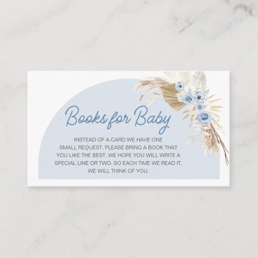 Blue Boho Barly Wait Baby shower Boeken voor Baby Informatiekaartje (Voorkant)