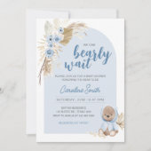 Blue Boho Barly Wait Baby shower Kaart (Voorkant)