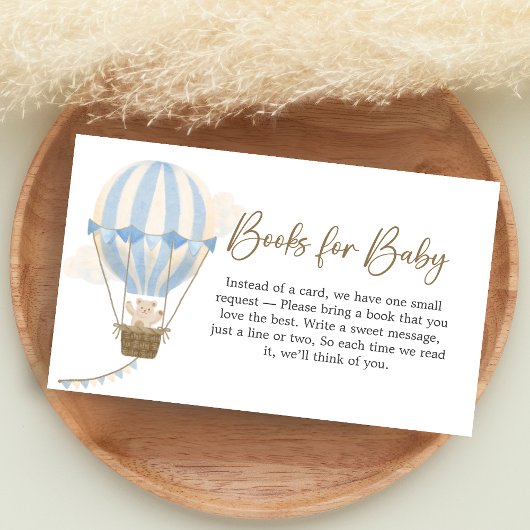 Blue Boho Bear Baby Shower Books for Baby Informatiekaartje