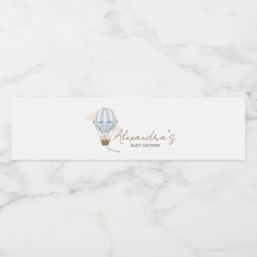 Blue Boho Bear Baby Shower Waterfles Etiket (Enkel label)