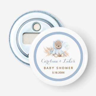 Blue Boho Beer Baby shower Favors Bottle Open Button Flesopener