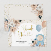 Blue Boho Beer Baby shower Hartelijk dank Bedankkaart (Voorkant / Achterkant)