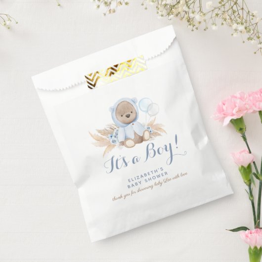 Blue Boho Beer Baby shower voor papiertas Bedankzakje (Gezegeld)