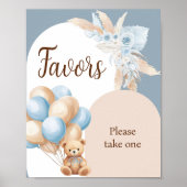 Blue Boho Beer Balloon Baby shower Favorieten Poster (Voorkant)