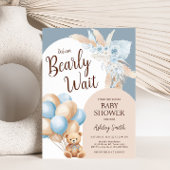 Blue Boho Beer Balloon Baby shower Kaart