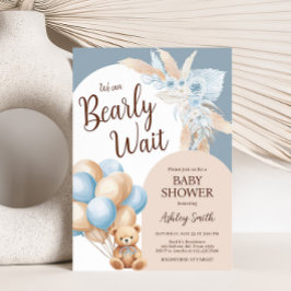 Blue Boho Beer Balloon Baby shower Kaart