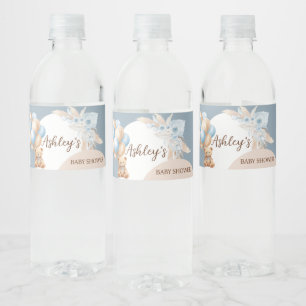 Blue Boho Beer Balloon Baby shower Waterfles Etiket