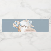 Blue Boho Beer Balloon Baby shower Waterfles Etiket (Enkel label)